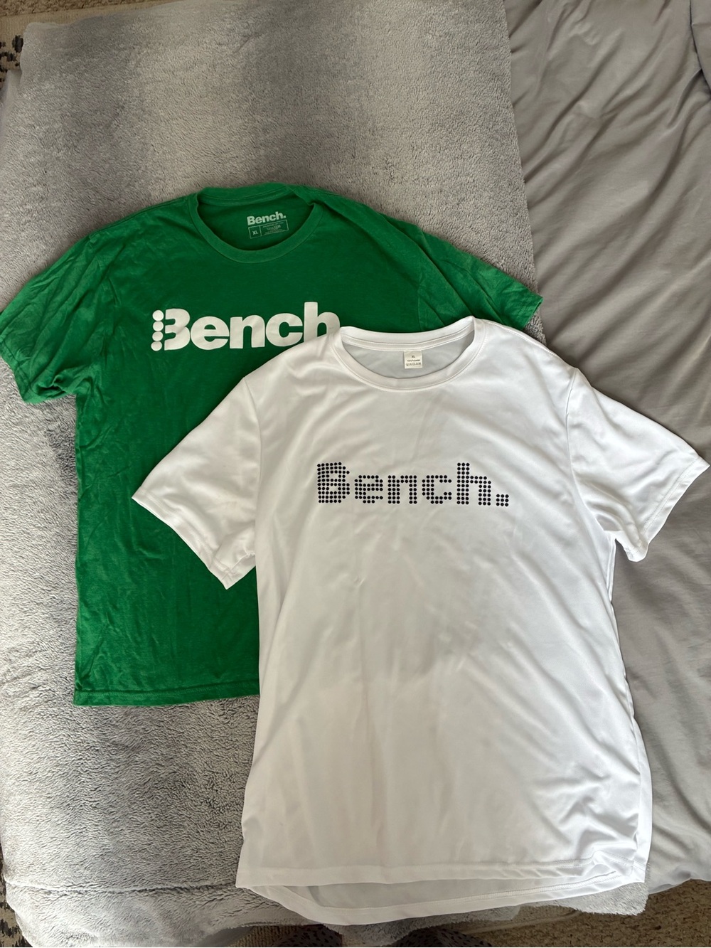 Bench Men's Short Sleeve Logo Tees — White & Green